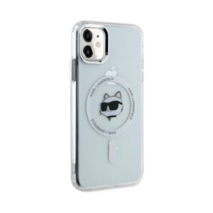 Coque iPhone 11 Karl Lagerfeld IML Metal Choupette Head MagSafe blanche — visuel 4