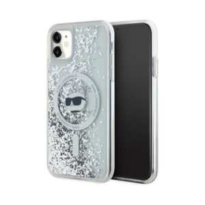 Coque iPhone 11 Karl Lagerfeld Liquid Glitter Choupette Head MagSafe transparente