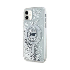 Coque iPhone 11 Karl Lagerfeld Liquid Glitter Choupette Head MagSafe transparente — visuel 2