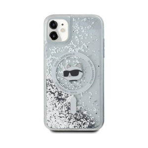 Coque iPhone 11 Karl Lagerfeld Liquid Glitter Choupette Head MagSafe transparente — visuel 3