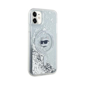 Coque iPhone 11 Karl Lagerfeld Liquid Glitter Choupette Head MagSafe transparente — visuel 4