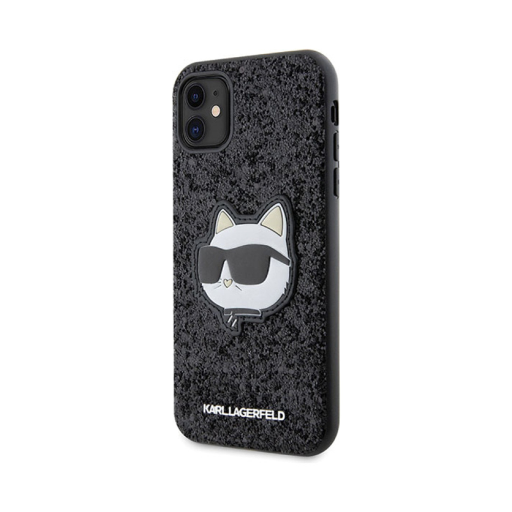 Coque iPhone 11 Karl Lagerfeld NFT Glitter Choupette Patch noire — visuel 2