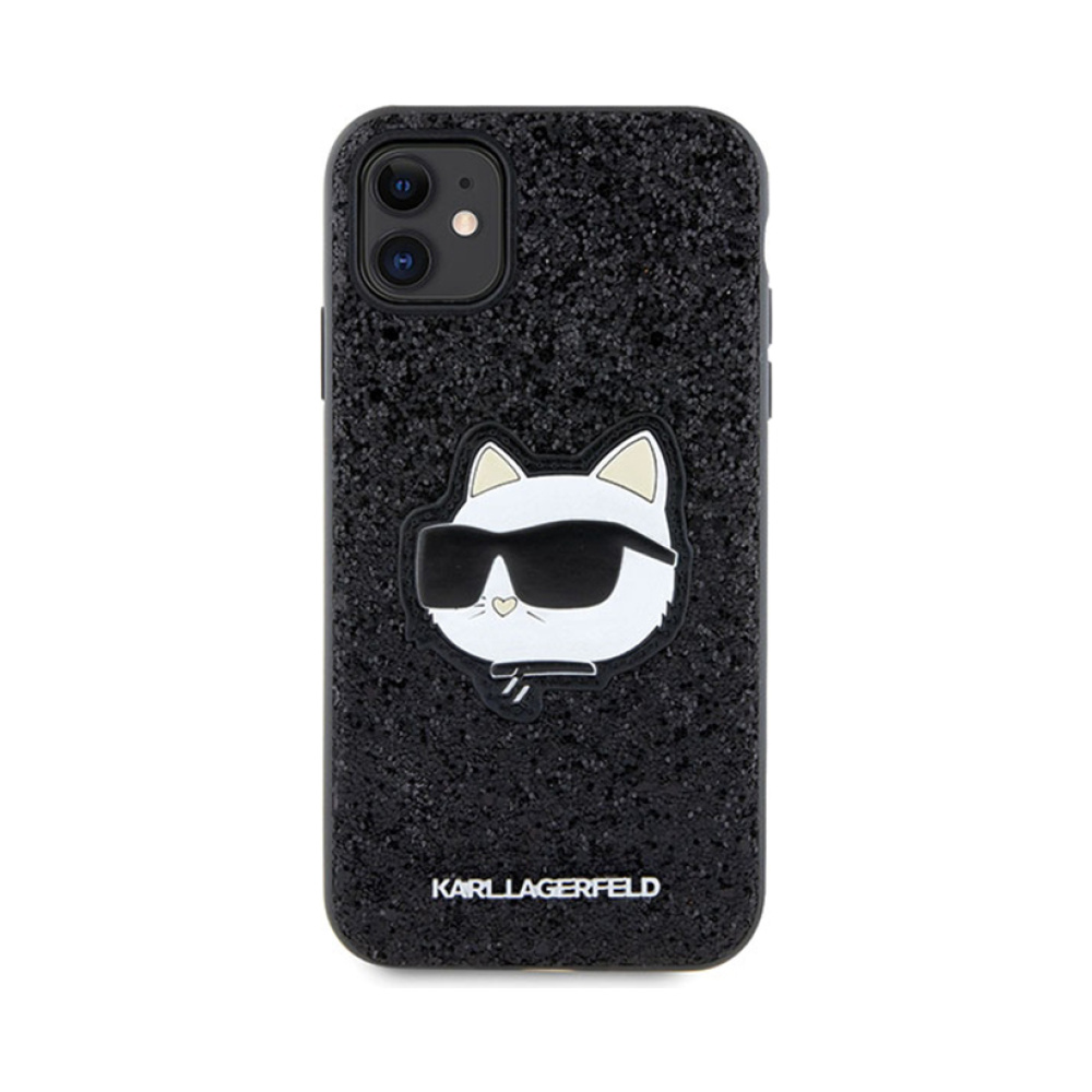Coque iPhone 11 Karl Lagerfeld NFT Glitter Choupette Patch noire — visuel 3