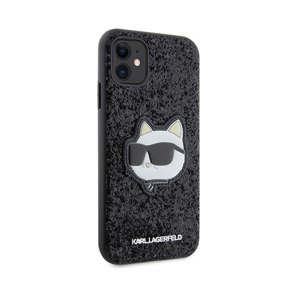Coque iPhone 11 Karl Lagerfeld NFT Glitter Choupette Patch noire — visuel 4