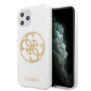 Coque iPhone 11 Pro Max Guess Circle Glitter 4G blanche