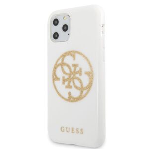 Coque iPhone 11 Pro Max Guess Circle Glitter 4G blanche — visuel 2