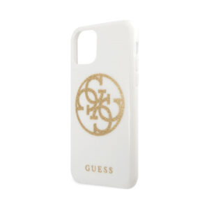 Coque iPhone 11 Pro Max Guess Circle Glitter 4G blanche — visuel 3