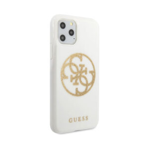 Coque iPhone 11 Pro Max Guess Circle Glitter 4G blanche — visuel 5