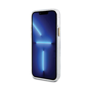 Coque iPhone 12 et iPhone 12 Pro Guess Metal Outline MagSafe transparente et dorée — visuel 5