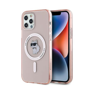 Coque iPhone 12 et iPhone 12 Pro Karl Lagerfeld IML Choupette MagSafe rose
