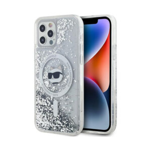 Coque iPhone 12 et iPhone 12 Pro Karl Lagerfeld Liquid Glitter Choupette Head MagSafe transparente