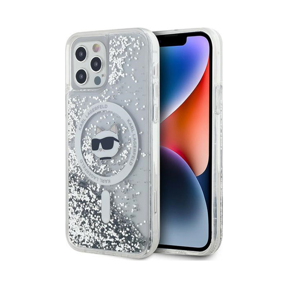 Coque iPhone 12 et iPhone 12 Pro Karl Lagerfeld Liquid Glitter Choupette Head MagSafe transparente