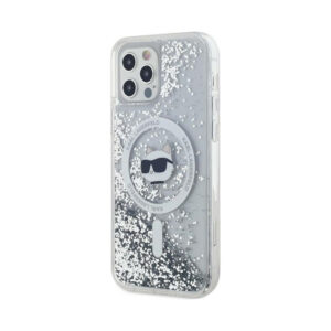 Coque iPhone 12 et iPhone 12 Pro Karl Lagerfeld Liquid Glitter Choupette Head MagSafe transparente — visuel 2
