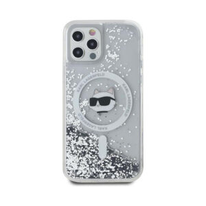 Coque iPhone 12 et iPhone 12 Pro Karl Lagerfeld Liquid Glitter Choupette Head MagSafe transparente — visuel 3