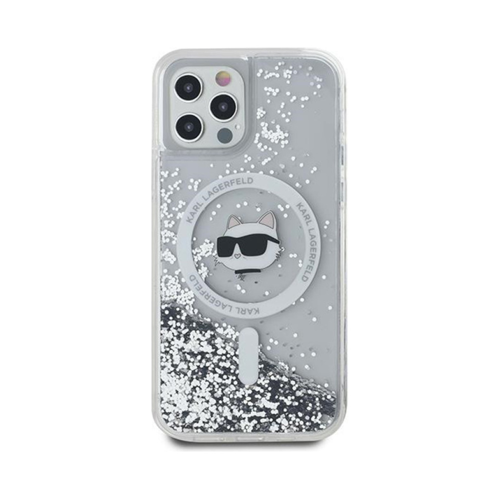 Coque iPhone 12 et iPhone 12 Pro Karl Lagerfeld Liquid Glitter Choupette Head MagSafe transparente — visuel 3