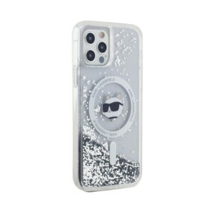 Coque iPhone 12 et iPhone 12 Pro Karl Lagerfeld Liquid Glitter Choupette Head MagSafe transparente — visuel 4
