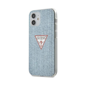 Coque iPhone 12 Mini Guess Denim Triangle Lt bleue
