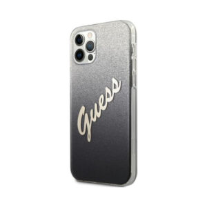 Coque iPhone 12 Pro Max Guess Glitter Gradient Script noire — visuel 2