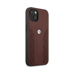 Coque iPhone 13 BMW Leather Curve Perforate HC rouge — visuel 3
