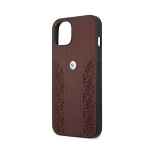 Coque iPhone 13 BMW Leather Curve Perforate HC rouge — visuel 5