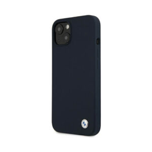 Coque iPhone 13 mini BMW Silicone Signature Llogo bleu marine