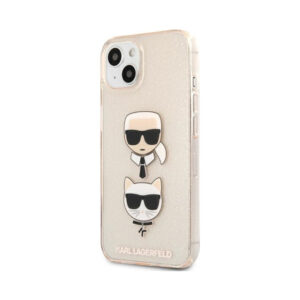 Coque iPhone 13 mini Karl Lagerfeld Glitter Karl & Choupette Head dorée — visuel 2