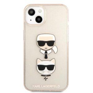 Coque iPhone 13 mini Karl Lagerfeld Glitter Karl & Choupette Head dorée — visuel 3