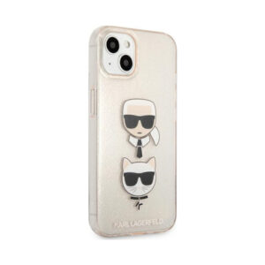 Coque iPhone 13 mini Karl Lagerfeld Glitter Karl & Choupette Head dorée — visuel 4
