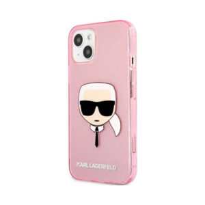 Coque iPhone 13 Mini Karl Lagerfeld Karl’s Head Glitter rose — visuel 2