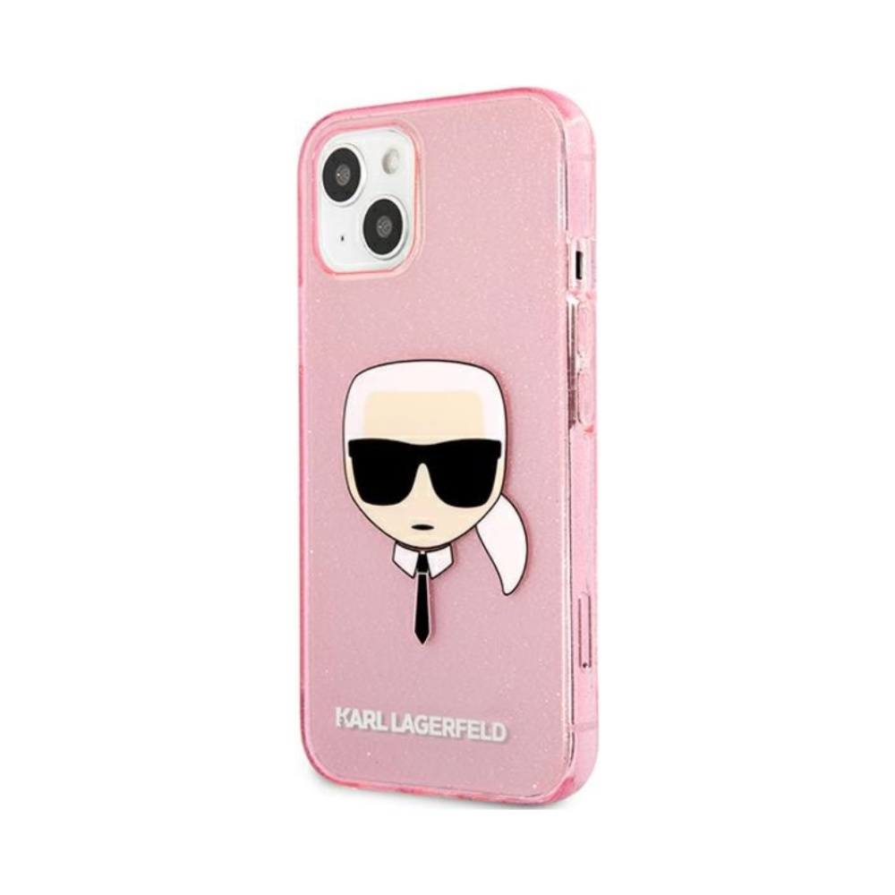 Coque iPhone 13 Mini Karl Lagerfeld Karl’s Head Glitter rose — visuel 2