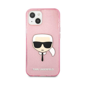 Coque iPhone 13 Mini Karl Lagerfeld Karl’s Head Glitter rose — visuel 3