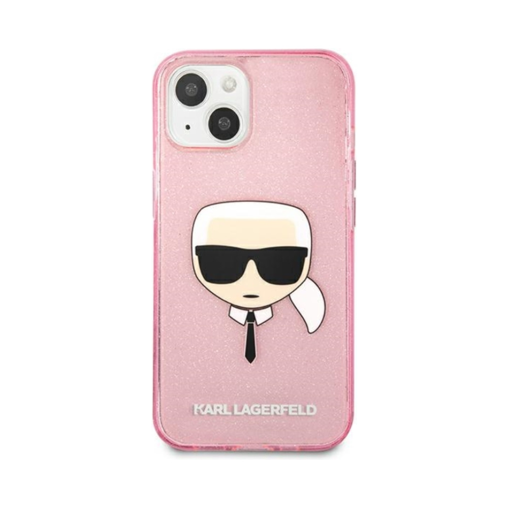 Coque iPhone 13 Mini Karl Lagerfeld Karl’s Head Glitter rose — visuel 3