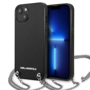 Coque iPhone 13 mini Karl Lagerfeld Leather Textured and Chain noire