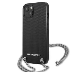 Coque iPhone 13 mini Karl Lagerfeld Leather Textured and Chain noire — visuel 2