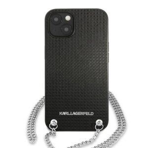 Coque iPhone 13 mini Karl Lagerfeld Leather Textured and Chain noire — visuel 3
