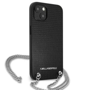 Coque iPhone 13 mini Karl Lagerfeld Leather Textured and Chain noire — visuel 4