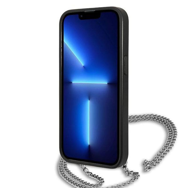 Coque iPhone 13 mini Karl Lagerfeld Leather Textured and Chain noire — visuel 5