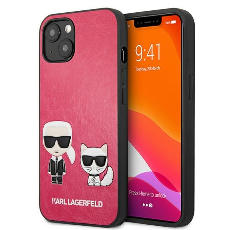 Coque iPhone 13 Mini Karl Lagerfeld PU Leather Karl & Choupette Embossed