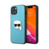Coque iPhone 13 mini Karl Lagerfeld PU Leather Karl's Head Metal bleue