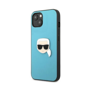 Coque iPhone 13 mini Karl Lagerfeld PU Leather Karl's Head Metal bleue — visuel 2