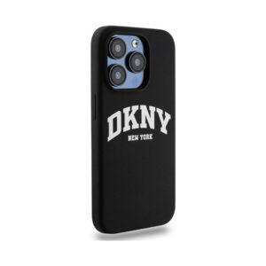 Coque iPhone 13 Pro DKNY Liquid Silicone White Printed Logo MagSafe noire — visuel 4
