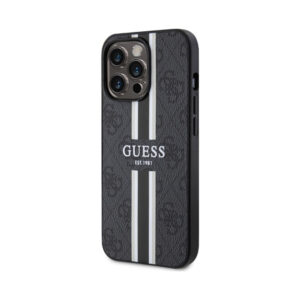 Coque iPhone 13 Pro Guess 4G Printed Stripes MagSafe noire — visuel 2
