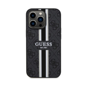 Coque iPhone 13 Pro Guess 4G Printed Stripes MagSafe noire — visuel 3