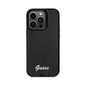 Coque iPhone 13 Pro Guess Sequin Script Metal noire — visuel 3