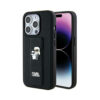 Coque iPhone 13 Pro Karl Lagerfeld Gripstand Saffiano Karl & Choupette Pins noire