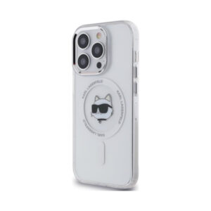 Coque iPhone 13 Pro Karl Lagerfeld IML Metal Choupette Head MagSafe blanche — visuel 2
