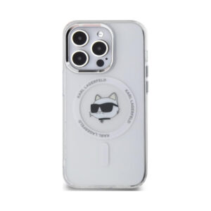 Coque iPhone 13 Pro Karl Lagerfeld IML Metal Choupette Head MagSafe blanche — visuel 3