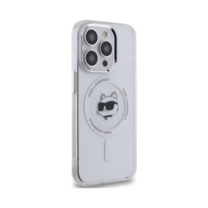 Coque iPhone 13 Pro Karl Lagerfeld IML Metal Choupette Head MagSafe blanche — visuel 4