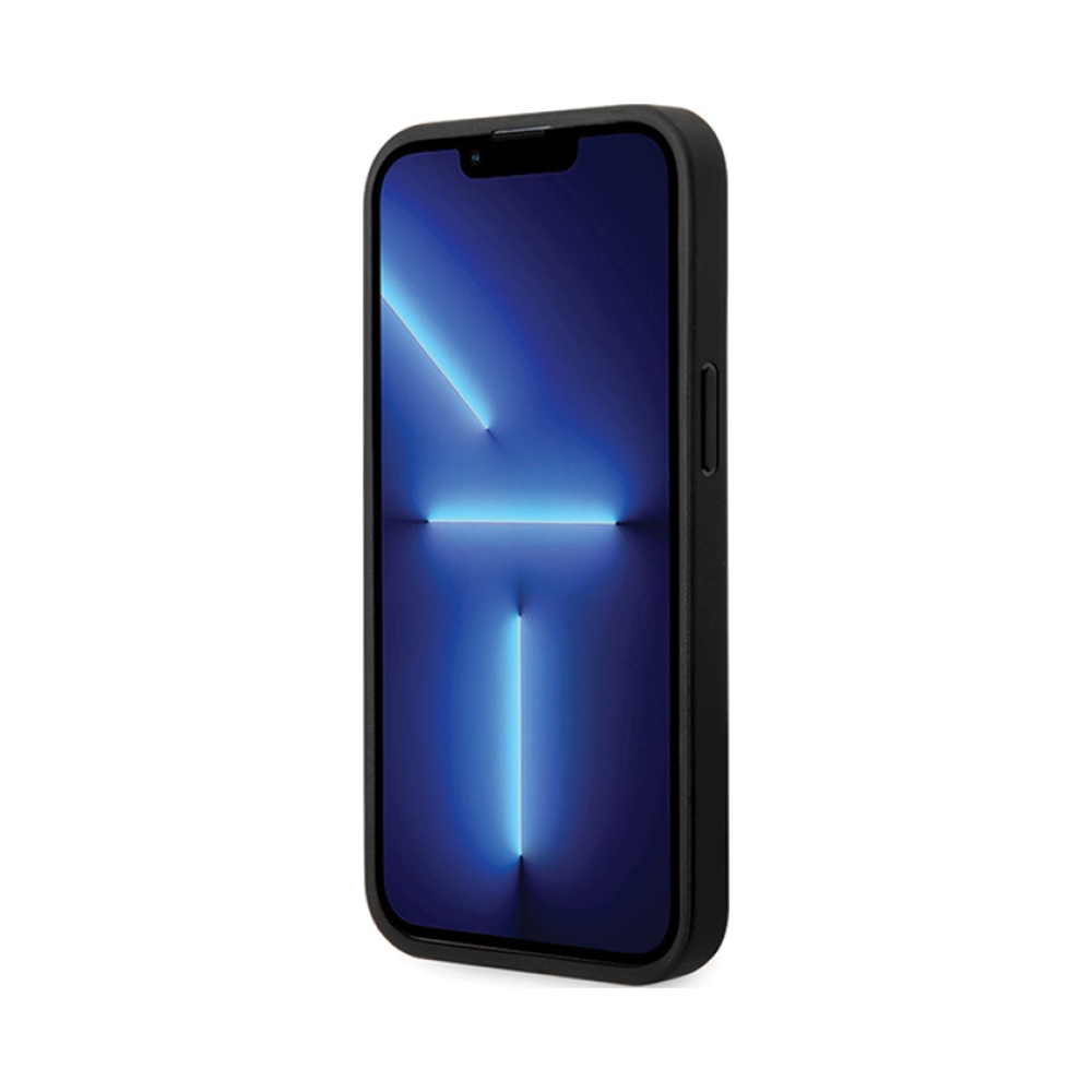 Coque iPhone 13 Pro Max BMW Leather Carbon Blue Line noire — visuel 5