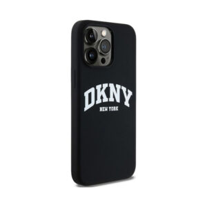 Coque iPhone 13 Pro Max DKNY Liquid Silicone White Printed Logo MagSafe noire — visuel 4